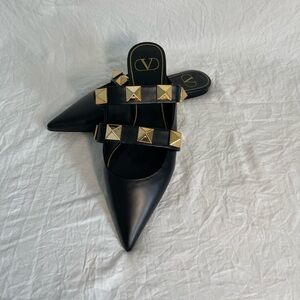 Authentic Valentino Garavani Black Leather Rockstud ballet flats EUR 40 US 10